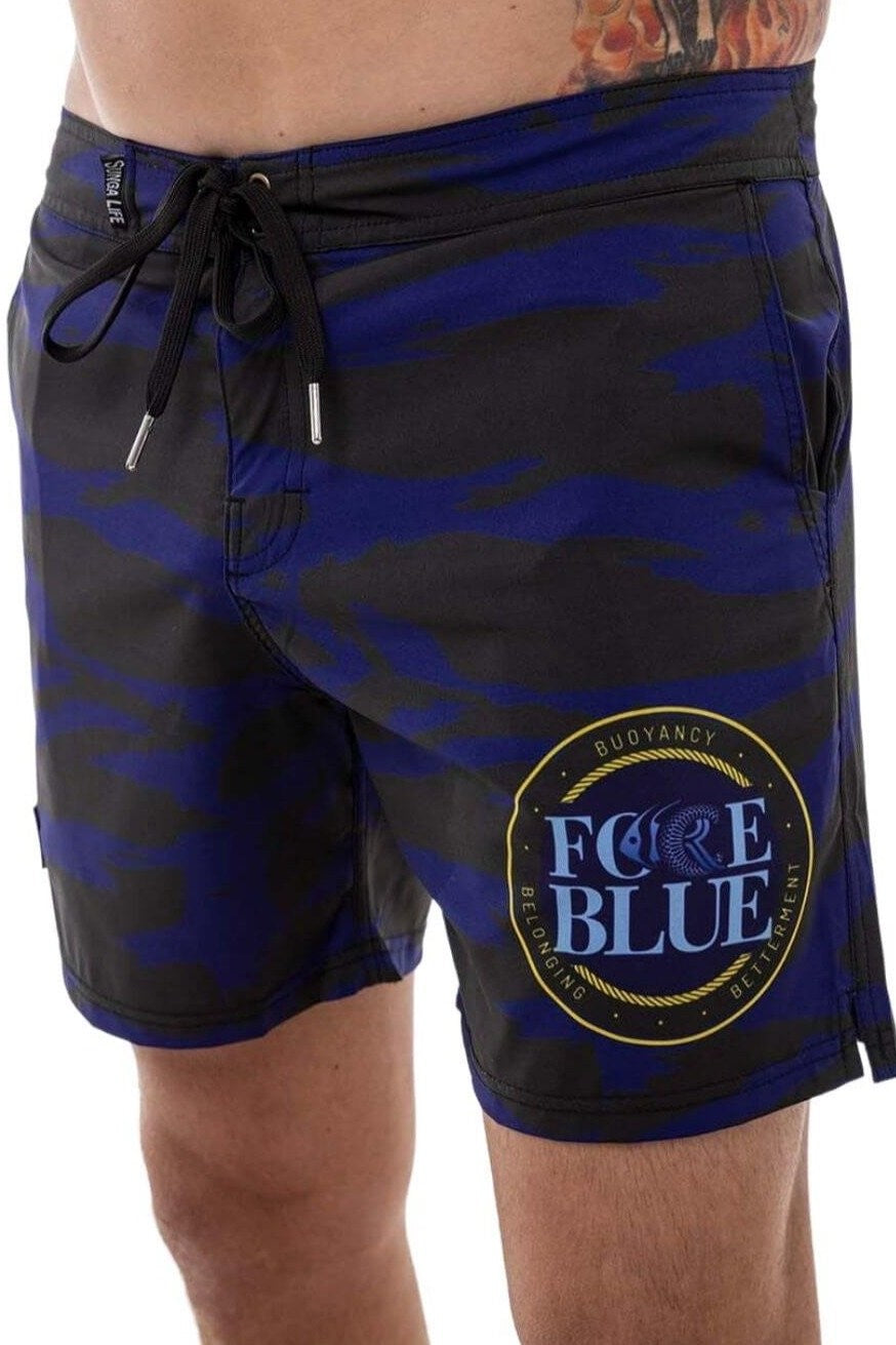 FORCE BLUE TEAM - Tiger Stripe 4-Way Stretch Board Shorts | Sunga Life